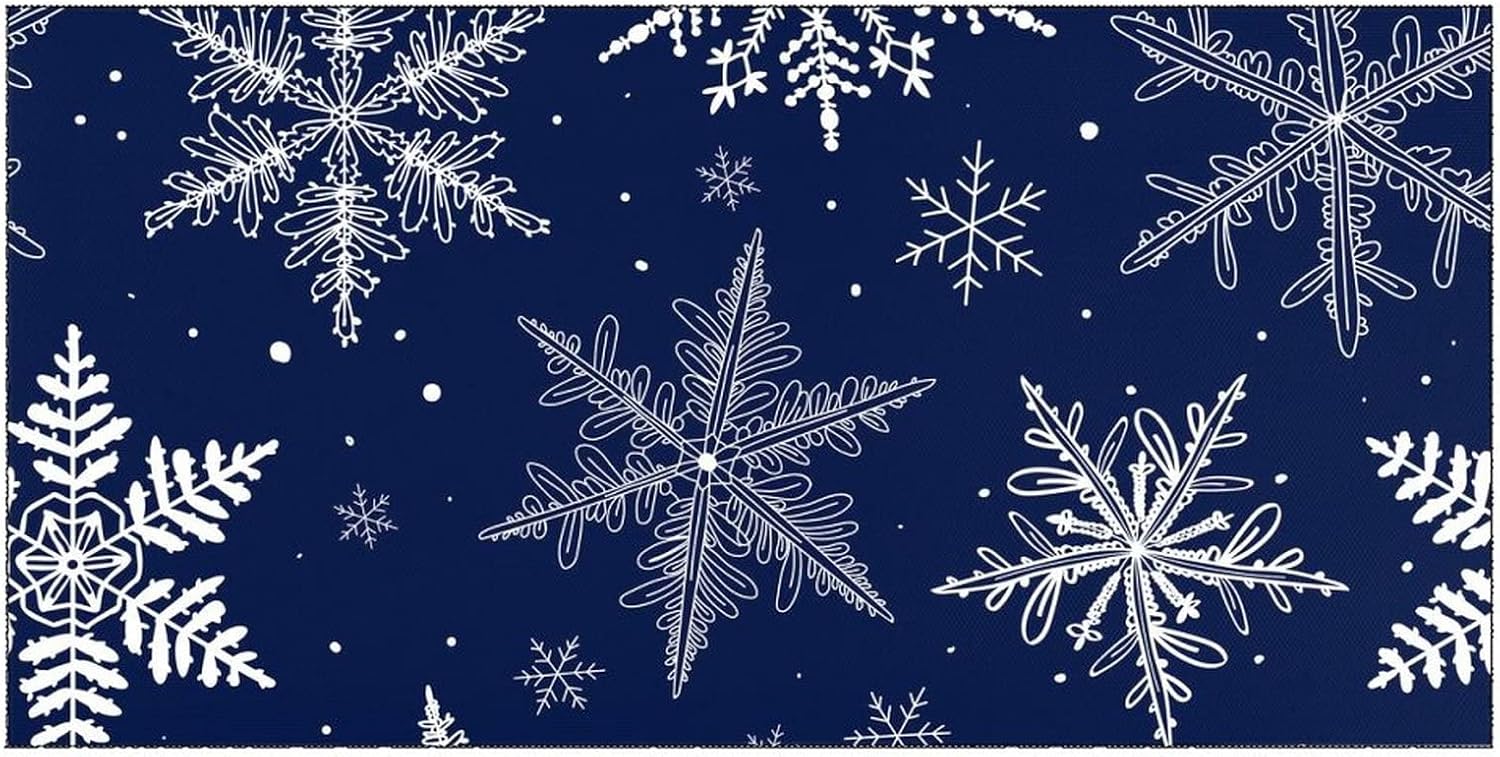 Winetr – Alfombra de baño con copos de nieve de Navidad, color azul, antideslizante, lavable, para baño, hogar, oficina, granja, pasillo, fregadero,