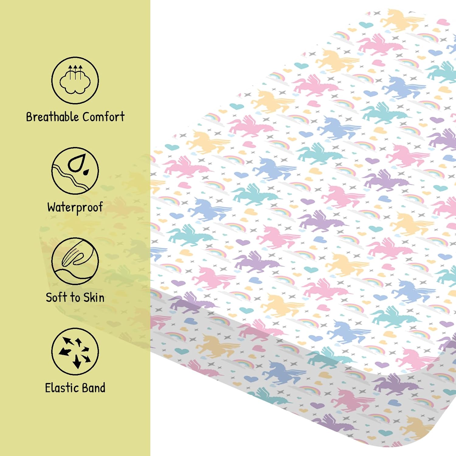DEEZOMO Funda impermeable para cambiador de pañales para bebés niños y niñas, portátilmini microfibra suave (unicornio blanco)
