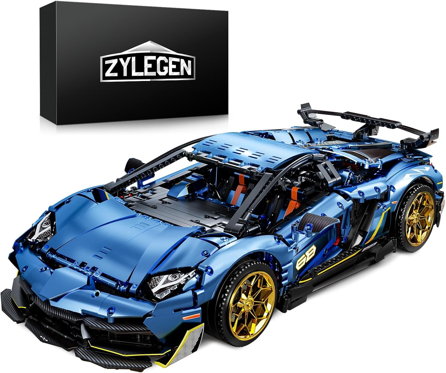 ZYLEGEN Lambo – Juego de construcción de autos de carreras, modelo Hypercar, juguete de ingeniería, superauto a escala 18, kit de coche deportivo