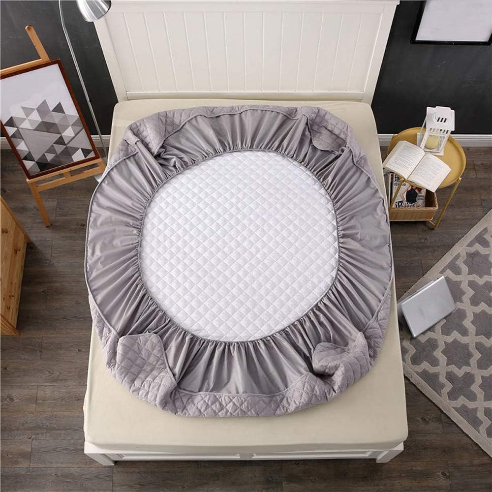 Sábana bajera acolchada gruesa y lisa, suave, pesada, antideslizante, funda protectora para colchón de cama (individual, gris)