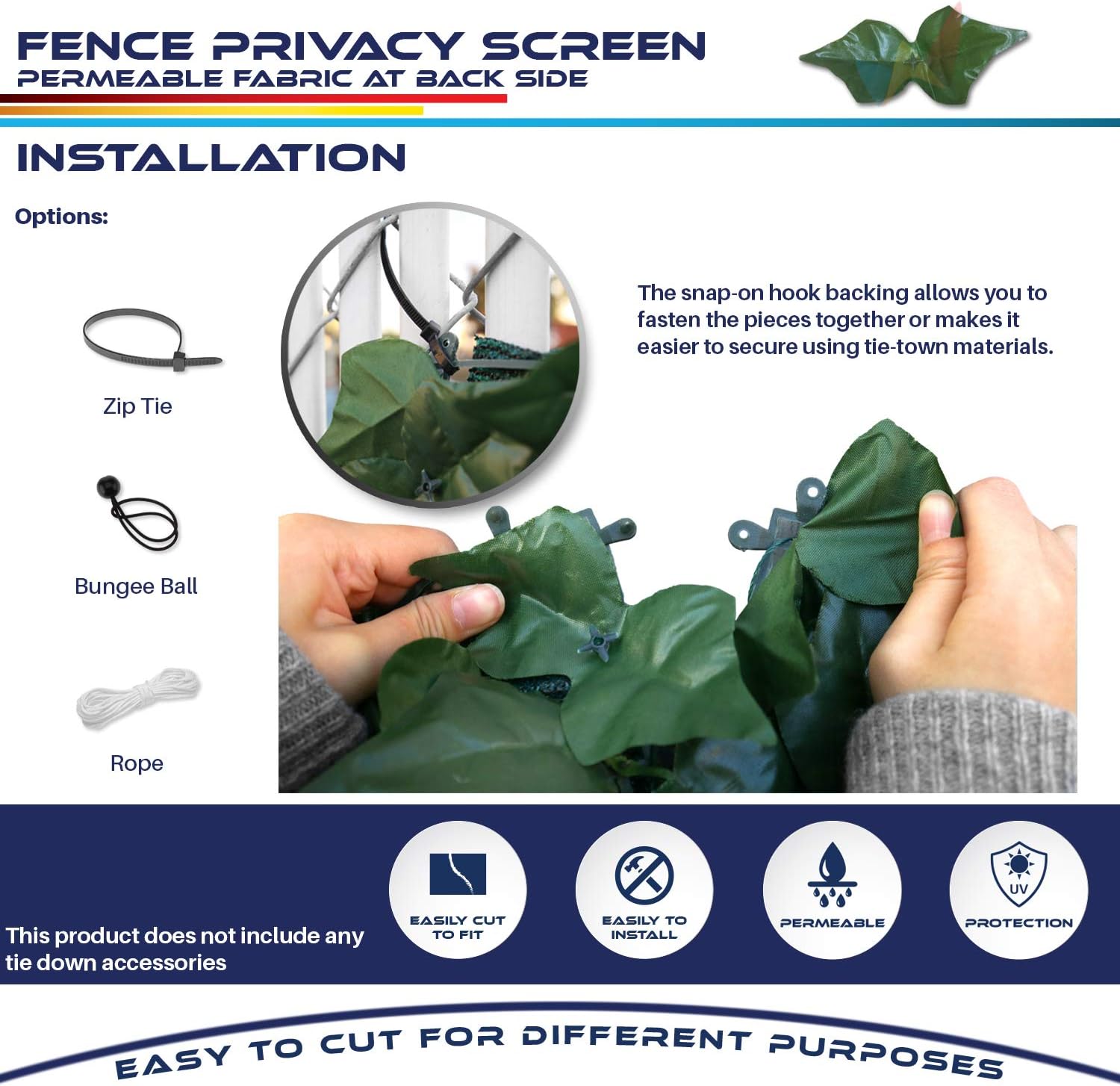 Windscreen4less – Valla decorativa de hiedra artificial, cerca de hojas decorativa, pantalla de cerca