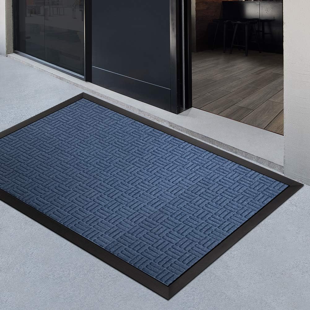 Mibao Tapete para puerta delantera, resistente y duradero, tapete de bienvenida para interiores y exteriores, atrapador de suciedad, impermeable,