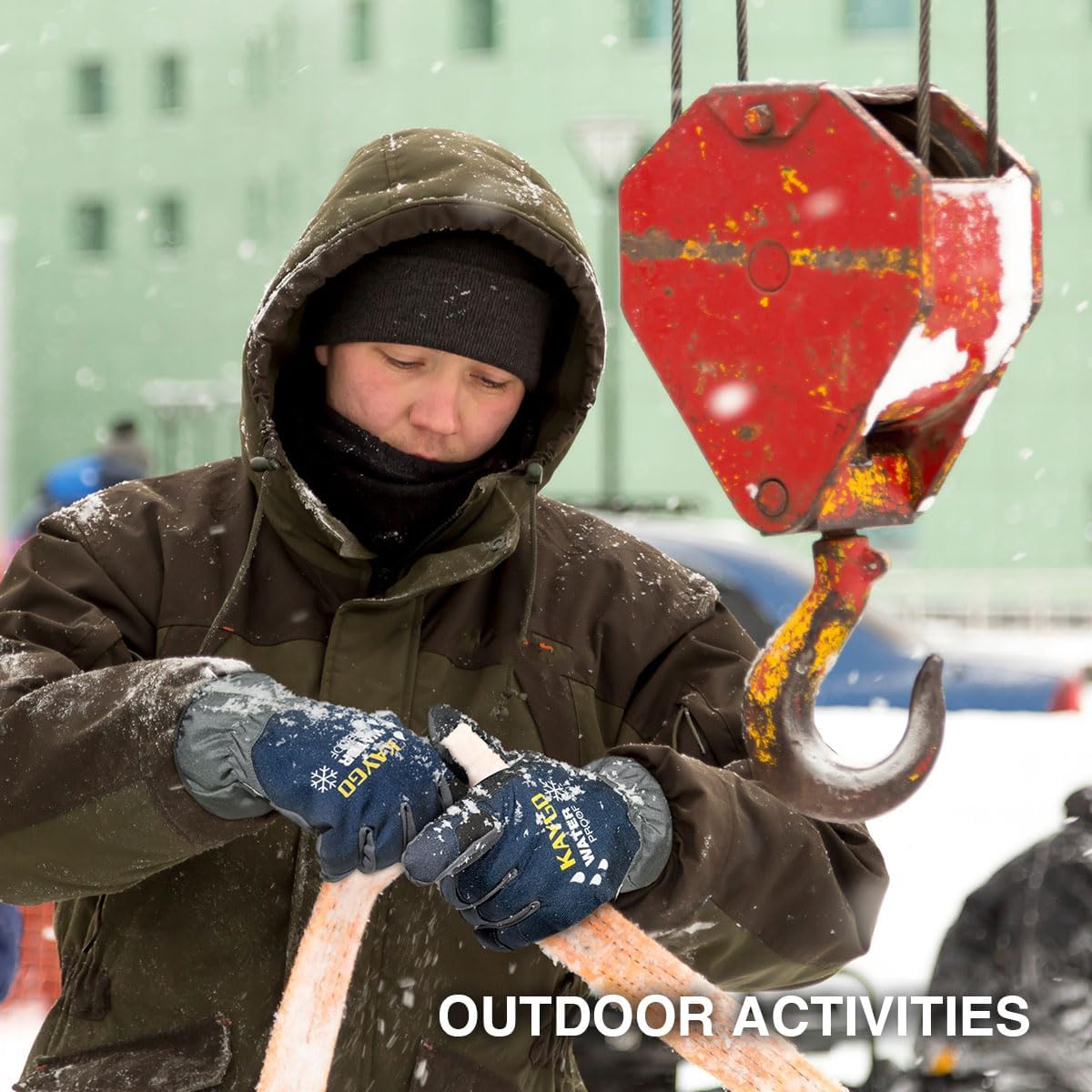 KAYGO Guantes de trabajo de invierno para hombres y mujeres, forro polar aislante, palma de cuero sintético, guantes de trabajo térmicos