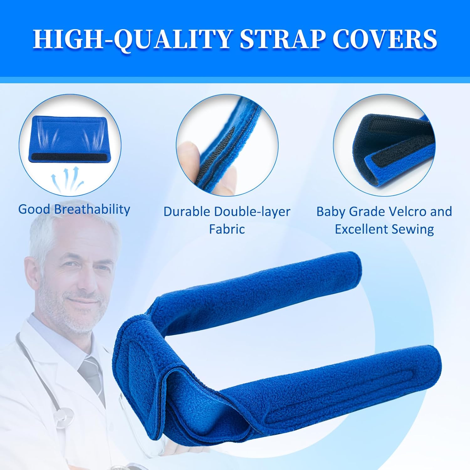 Nataku Suministros CPAP 3 en 1, incluye correas de repuesto CPAP, paquete de 4 fundas para correas de CPAP, cojines para el cuello y caja de