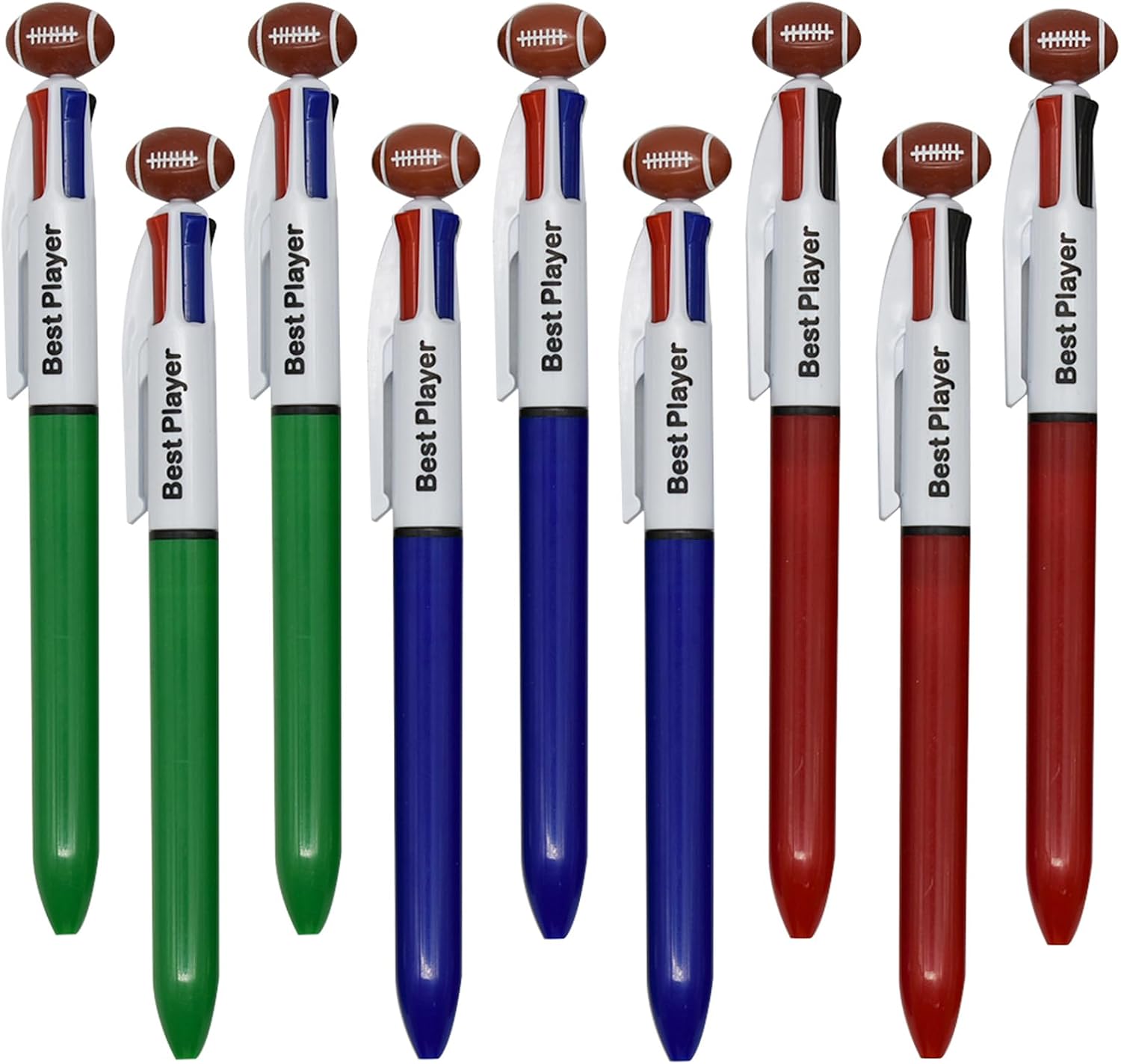 Maydahui 30 bolígrafos de fútbol de rugby multicolor, retráctiles, 4 en 1, bolígrafos de colores geniales para deportes, 4 bolígrafos de colores