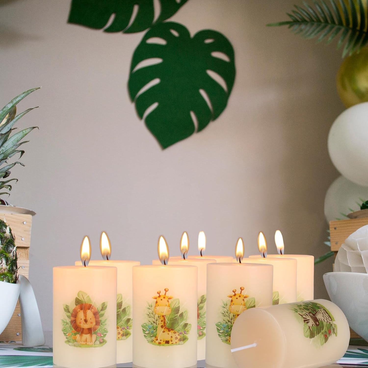 25 velas para baby shower, recuerdos de animales de safari en la selva, velas de animales de safari en la selva para niñas y niños, regalos de ducha
