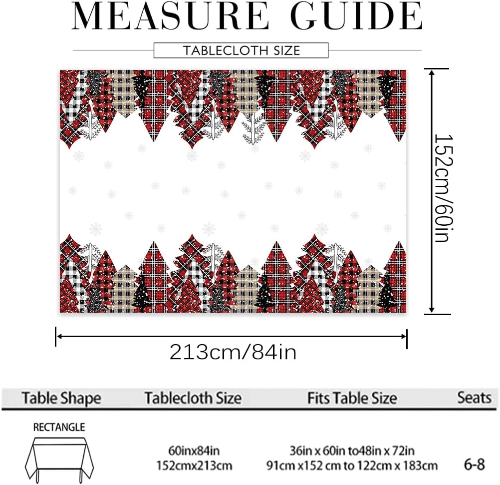 Mantel rectangular de Año Nuevo, 60 x 84 pulgadas, diseño de árboles de Año Nuevo, impermeable, resistente a las manchas y a las arrugas, lavable,