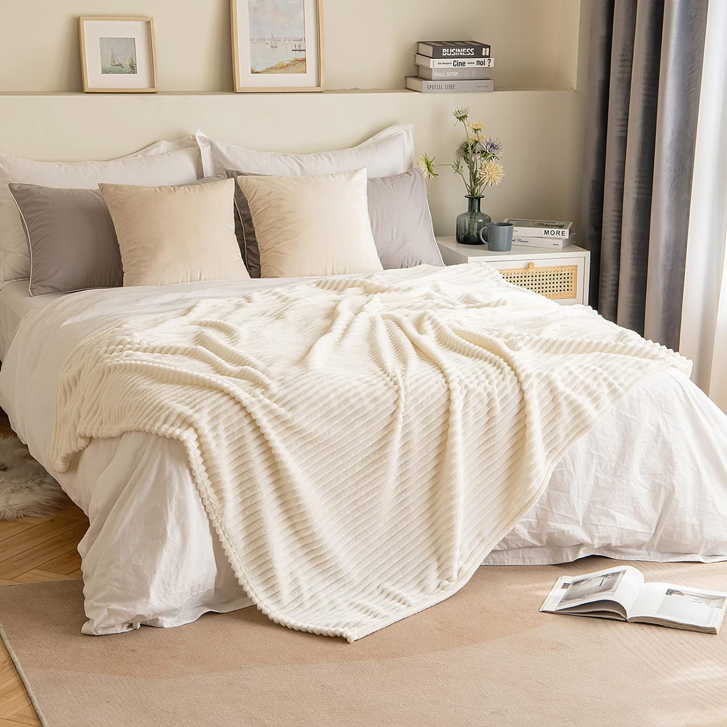 MIULEE Juego de 2 fundas de almohada decorativas de pana suave, fundas de almohada bohemias a rayas, decoración del hogar rural para sofá, cama,
