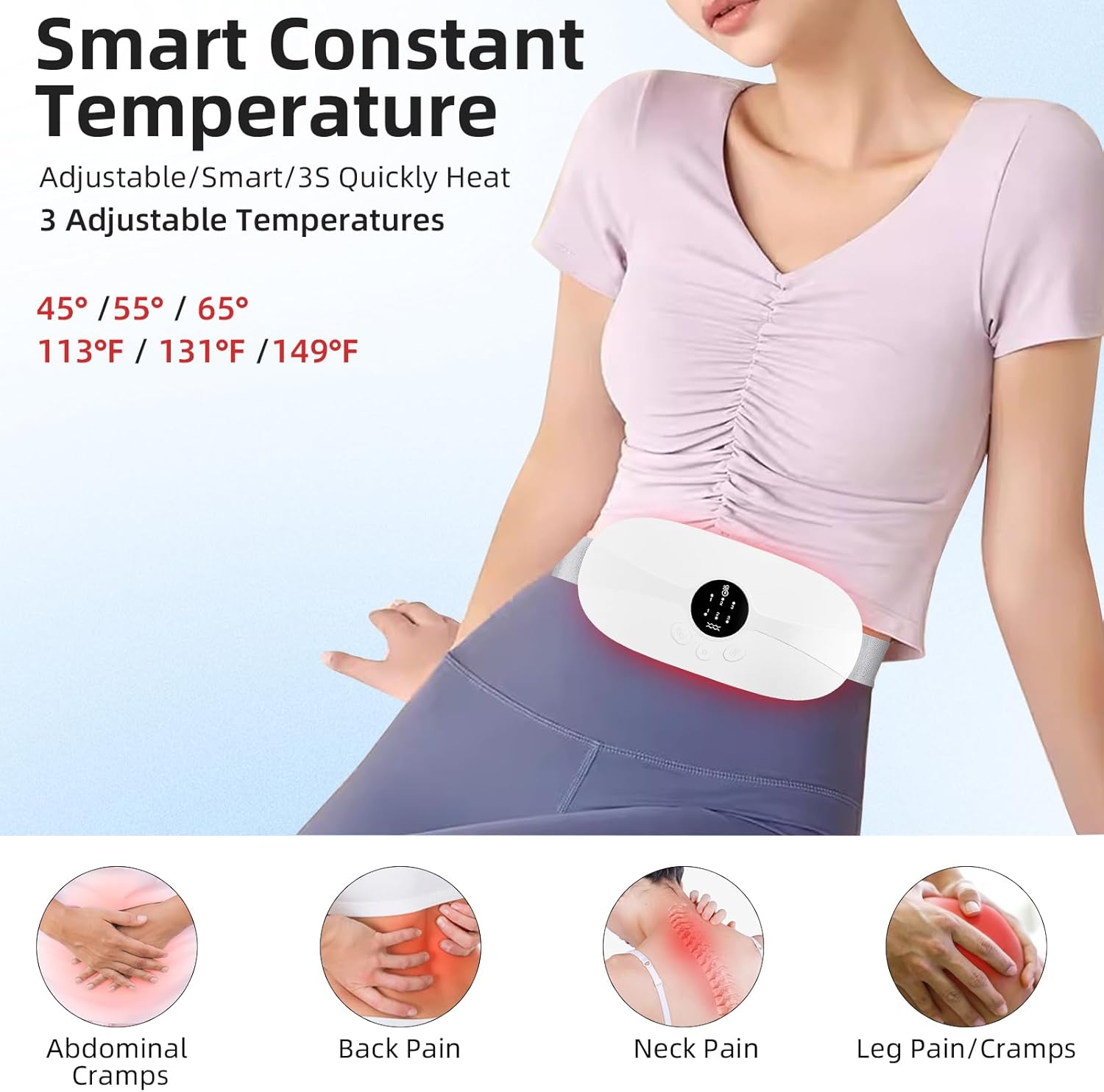 kissleaf Almohadilla térmica, almohadilla térmica portátil inalámbrica de calentamiento rápido, almohadillas térmicas con 3 niveles de calor y 3
