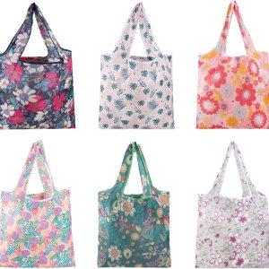 xfyoeg Paquete de 6 bolsas de compras reutilizables de nailon plegables, bolsas de comestibles de cocina, bolsas lavables y duraderas xfyoeg Paquete de 6 bolsas de compras reutilizables de nailon plegables, bolsas de comestibles de cocina, bolsas lavables y duraderas