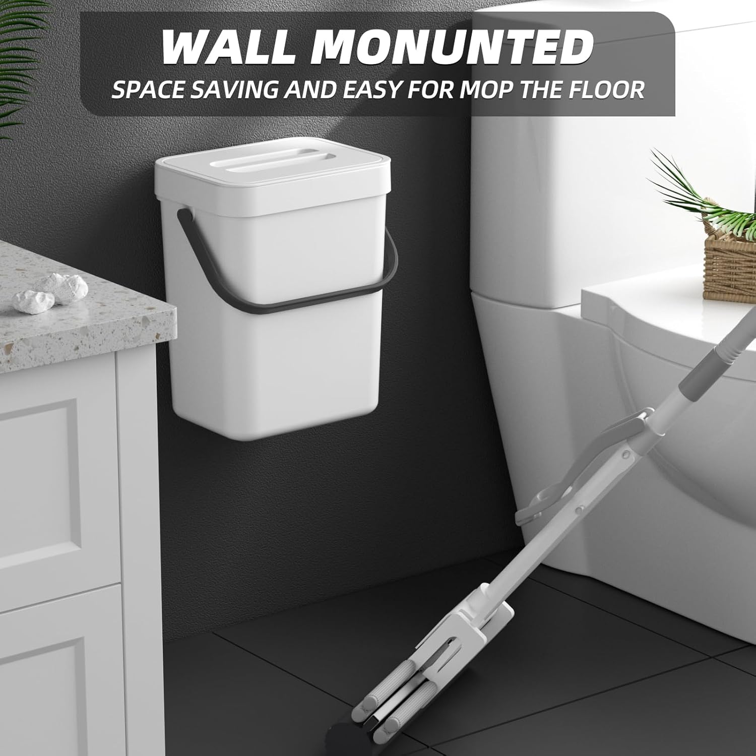 Basurero de 5 l1.3 galones con tapa para cocina, contenedor de abono sellado debajo del fregadero, contenedor de basura de alimentos en la encimera,