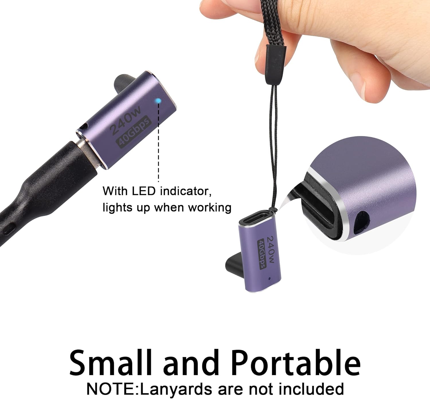 QIANRENON USB4.0 C hembra adaptador de ángulo de 90 grados acoplador 240W 40Gbps tipo C 4.0 hembra a hembra conector de ángulo recto extensor,