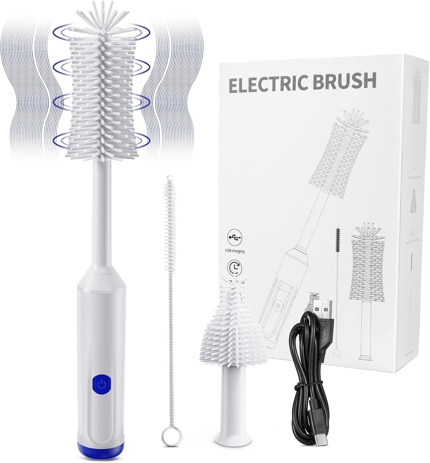 Limpiador de cepillo eléctrico para botellas cepillo mágico para botellas, juego de limpieza eléctrica con botellachupetecepillo para pajilla,