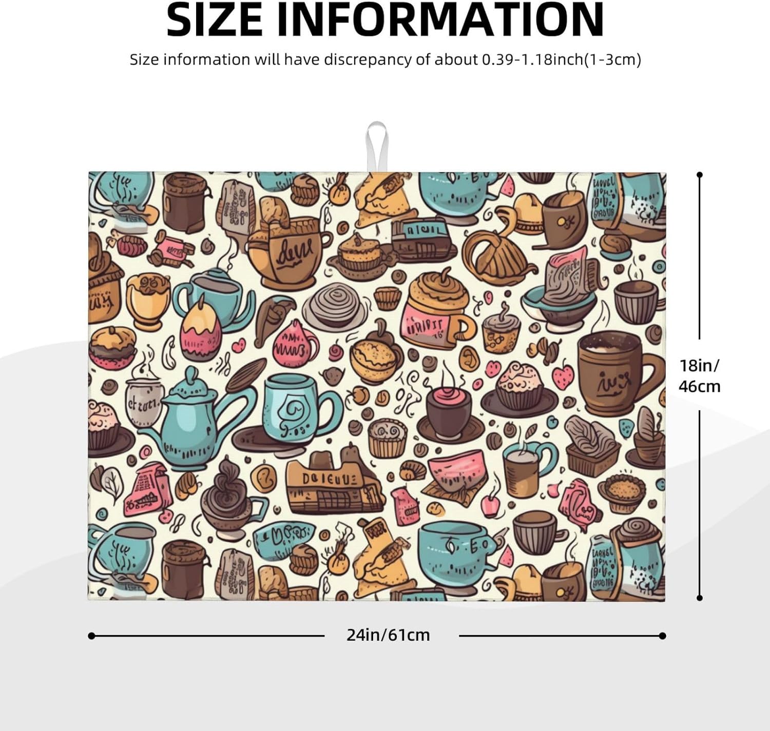 Tapete de secado de platos para tazas de café para decoración de encimera de cocina, 18 x 24 pulgadas, absorbente floral, reversible, de microfibra,