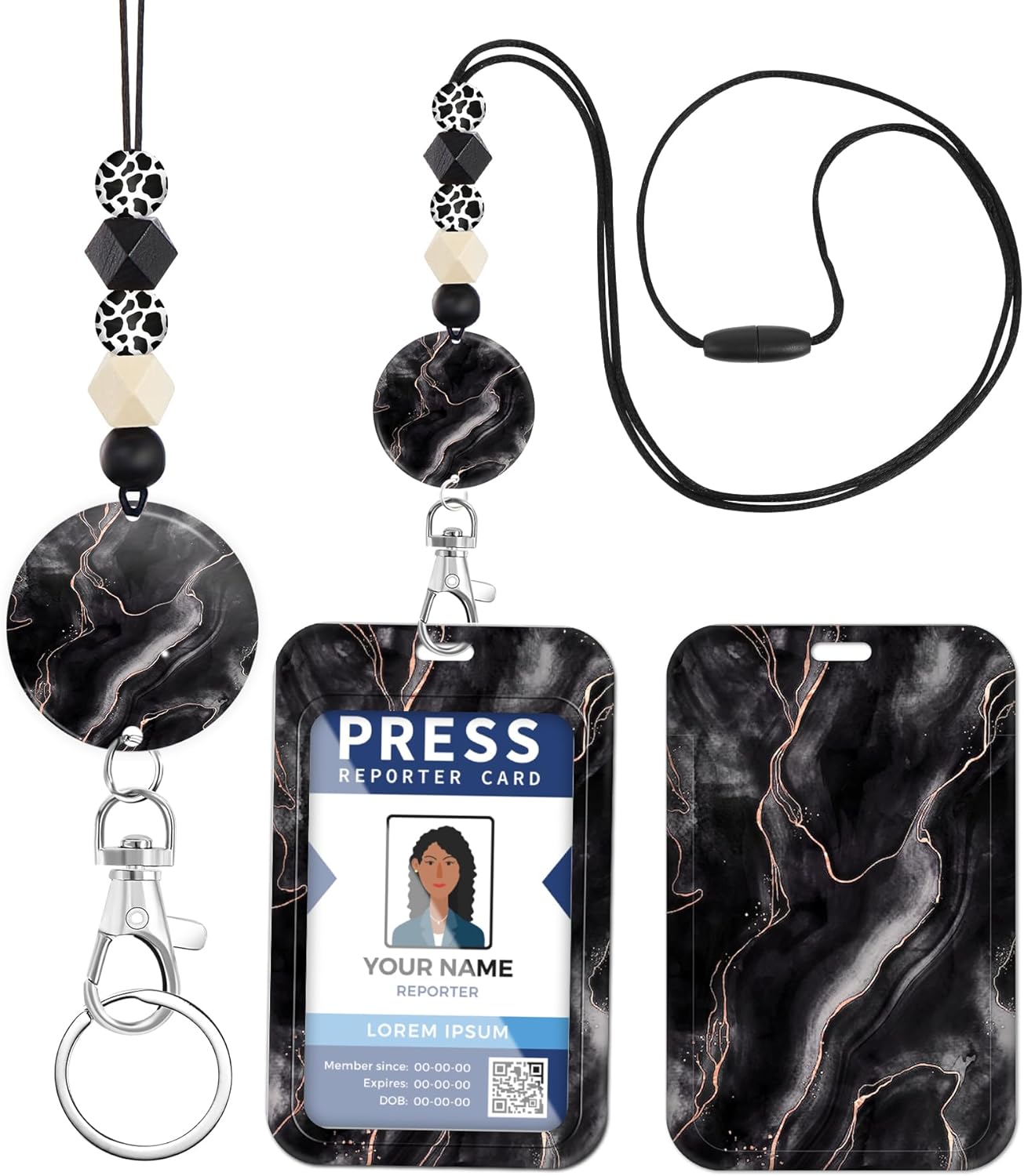 Cordón para profesor para tarjeta de identificación, para hombres y mujeres, con cuentas, cordón para el cuello, soporte para insignias de