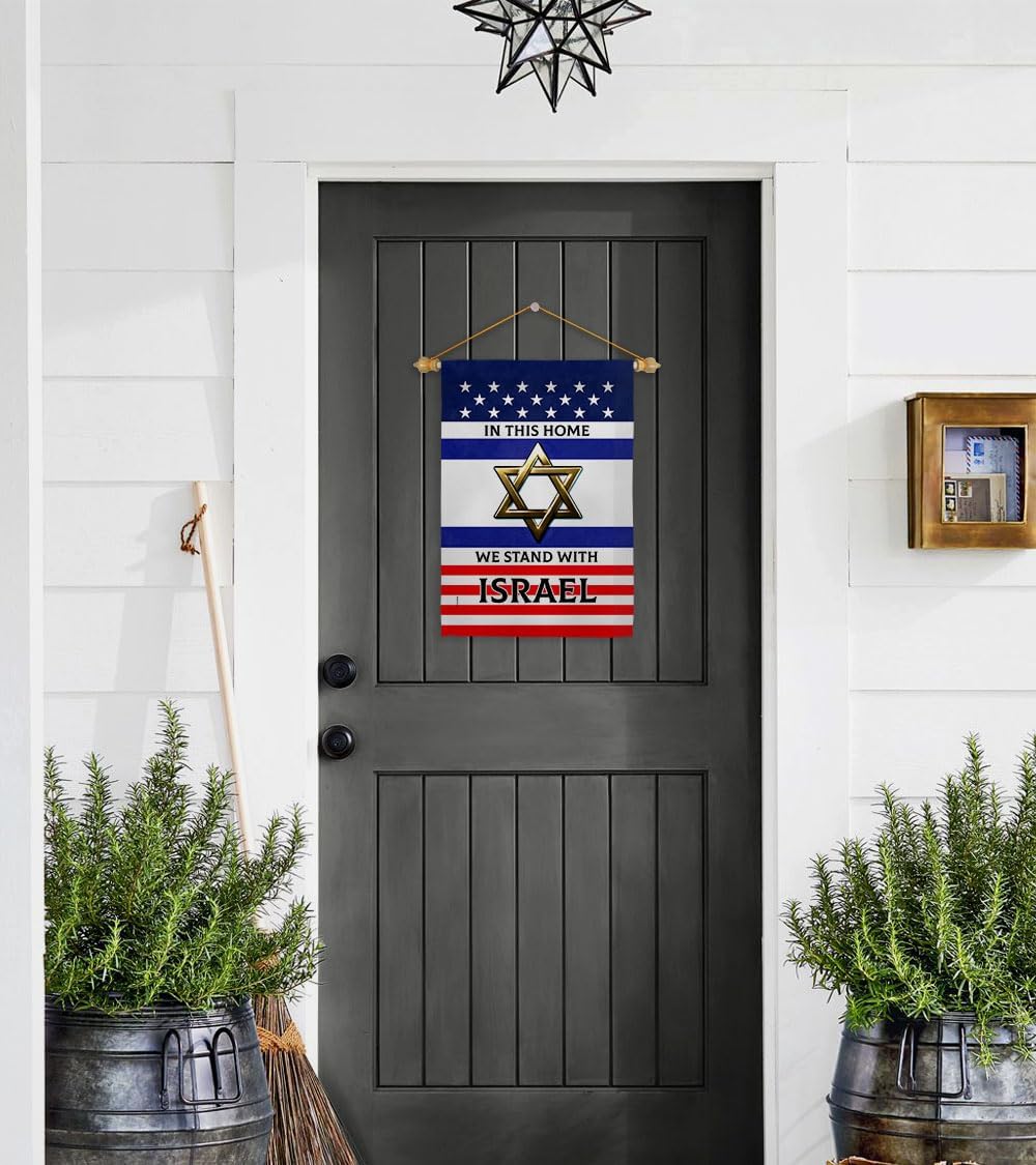 We Stand with Israel Flag – Juego de clavijas de madera para decoración del hogar, pancarta, poste para habitación, pequeño para colgar en