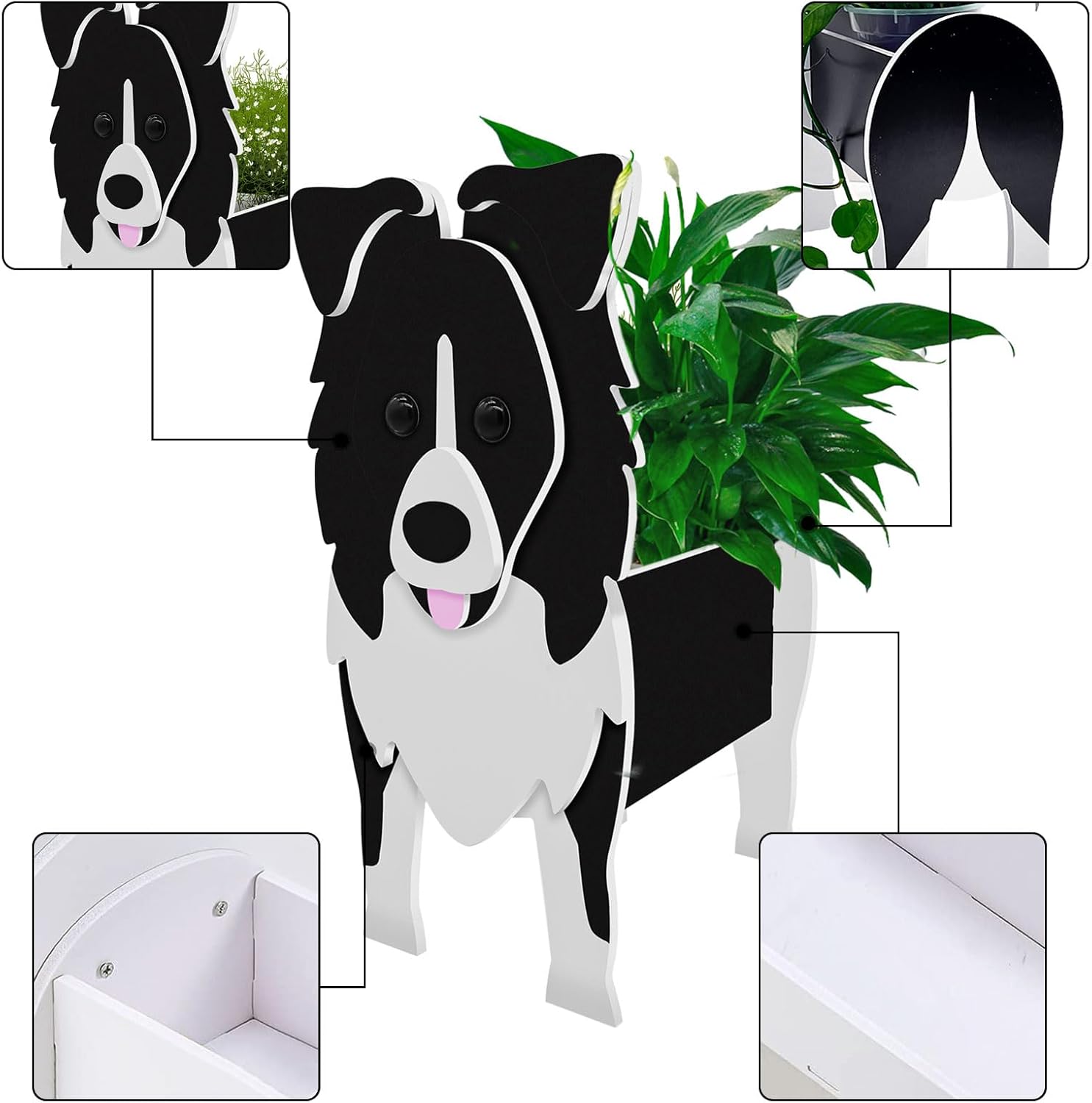 Toyswill Maceteros para perros para plantas al aire libre, maceta con forma de perro de jardín, maceta, contenedor de almacenamiento de animales,