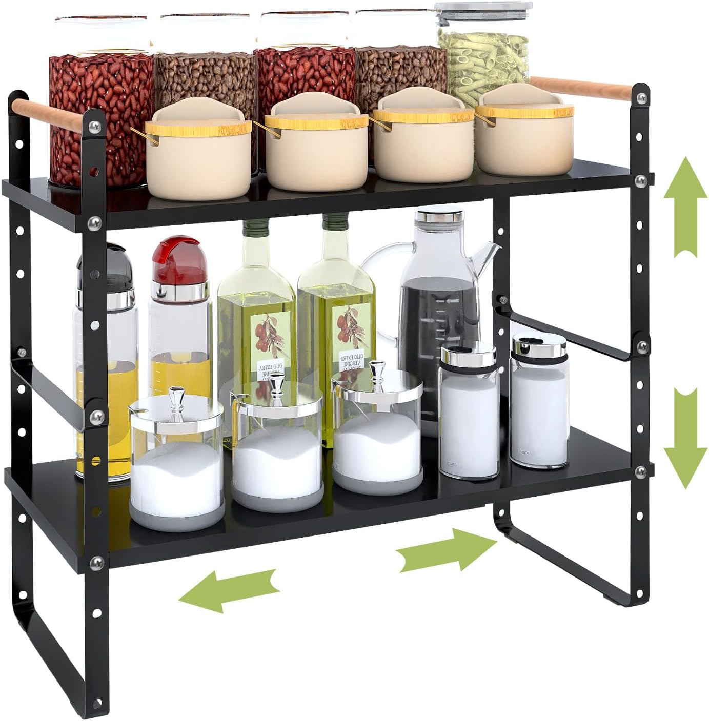 Organizador de encimera de cocina expandible, organizador de estante de gabinete ajustable, estante apilable para encimera de cocina, estantes