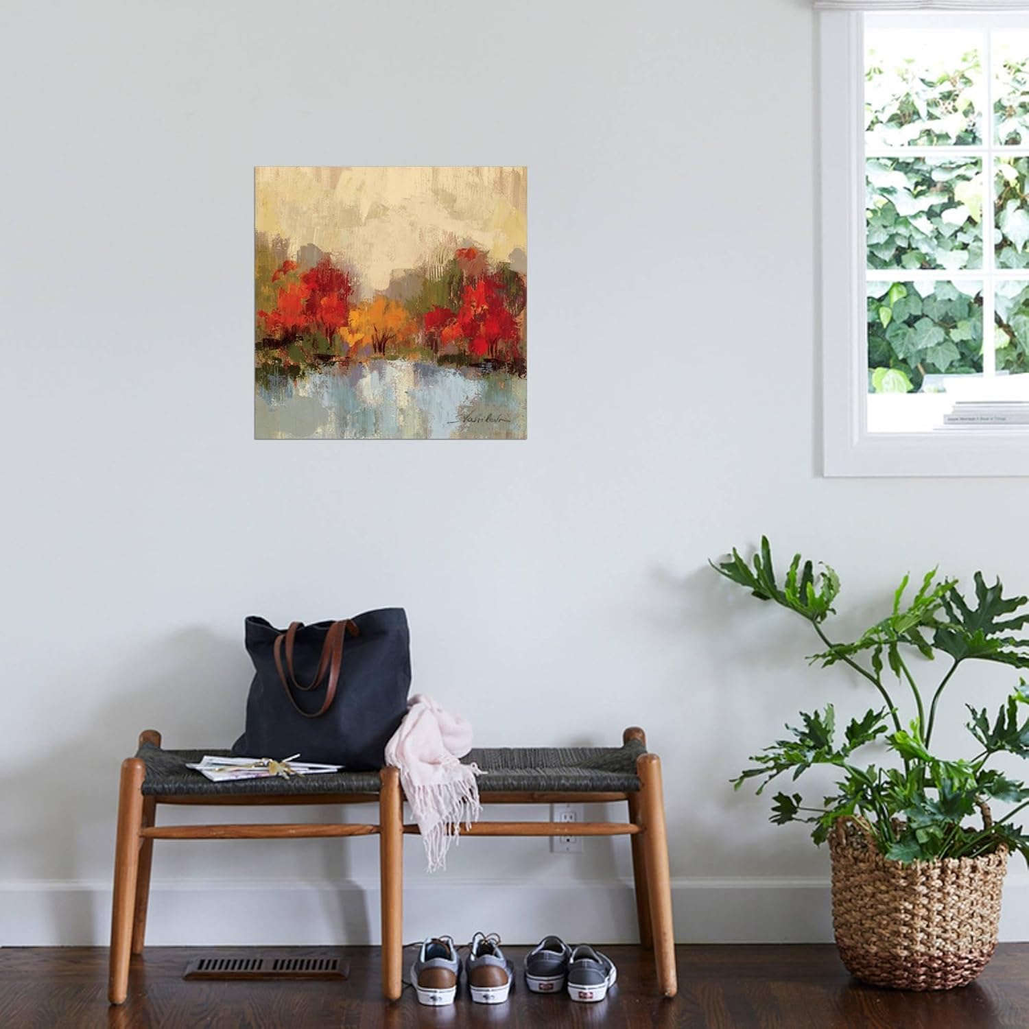 Silvia Vassileva – Lienzo decorativo para pared, diseño de otoño Riverside I, decoración escénica, 24 x 24 pulgadas