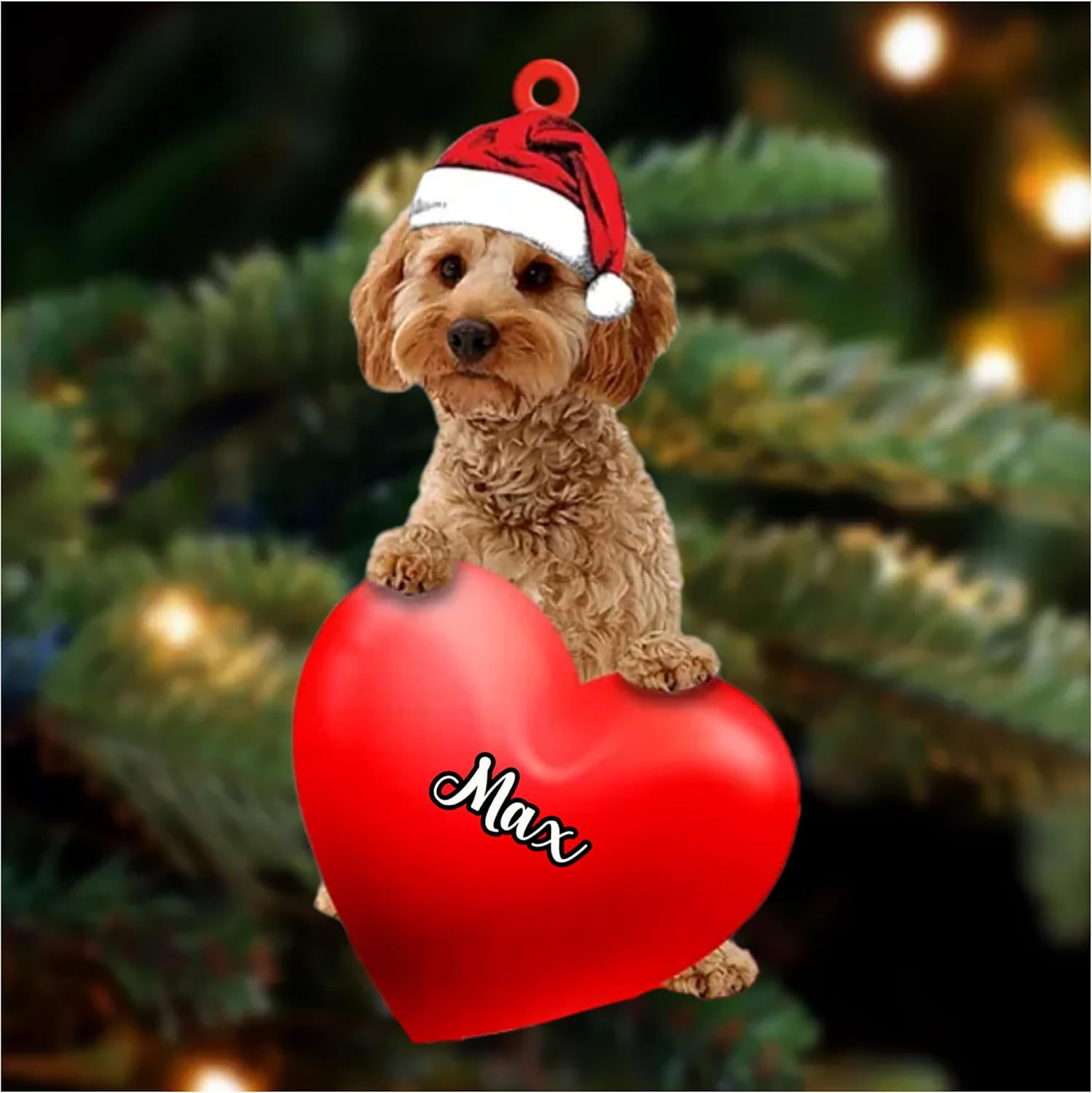 Adorno de Cockapoo, adorno personalizado de razas de perro 3D de 2 capas, adorno personalizado para perro, amante de los perros de Navidad, regalo