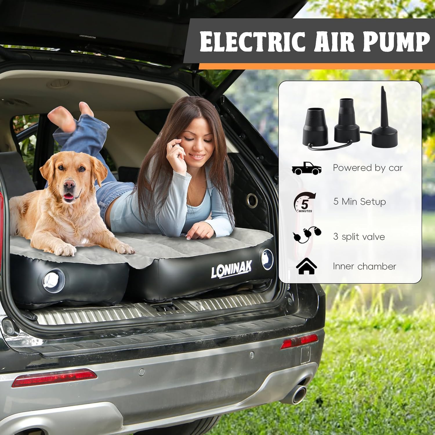 Colchón de aire SUV para campamento, colchón de aire inflable ajustable para SUV, almohadilla de colchón de coche extra gruesa de 6 pulgadas para