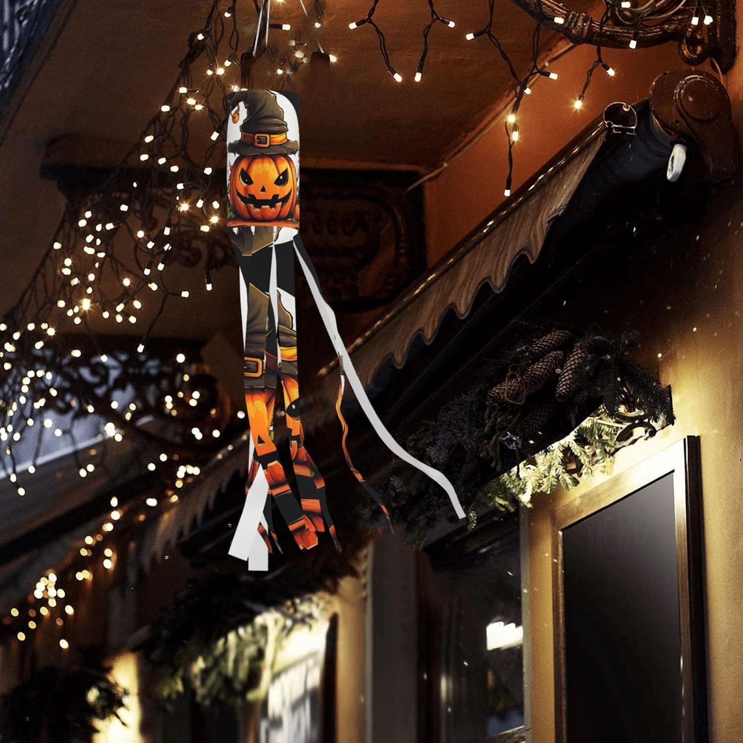 SSIMOO Linda calabaza de Halloween para colgar en exteriores, patio, césped, jardín, fiesta, decoración para colgar