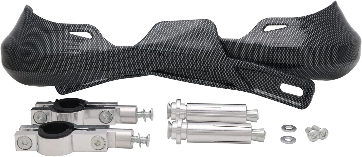 JFG RACING Protectores de mano universales de fibra de carbono de imitación de transferencia para manillar de 78 pulgadas y 1 18 pulgadas para