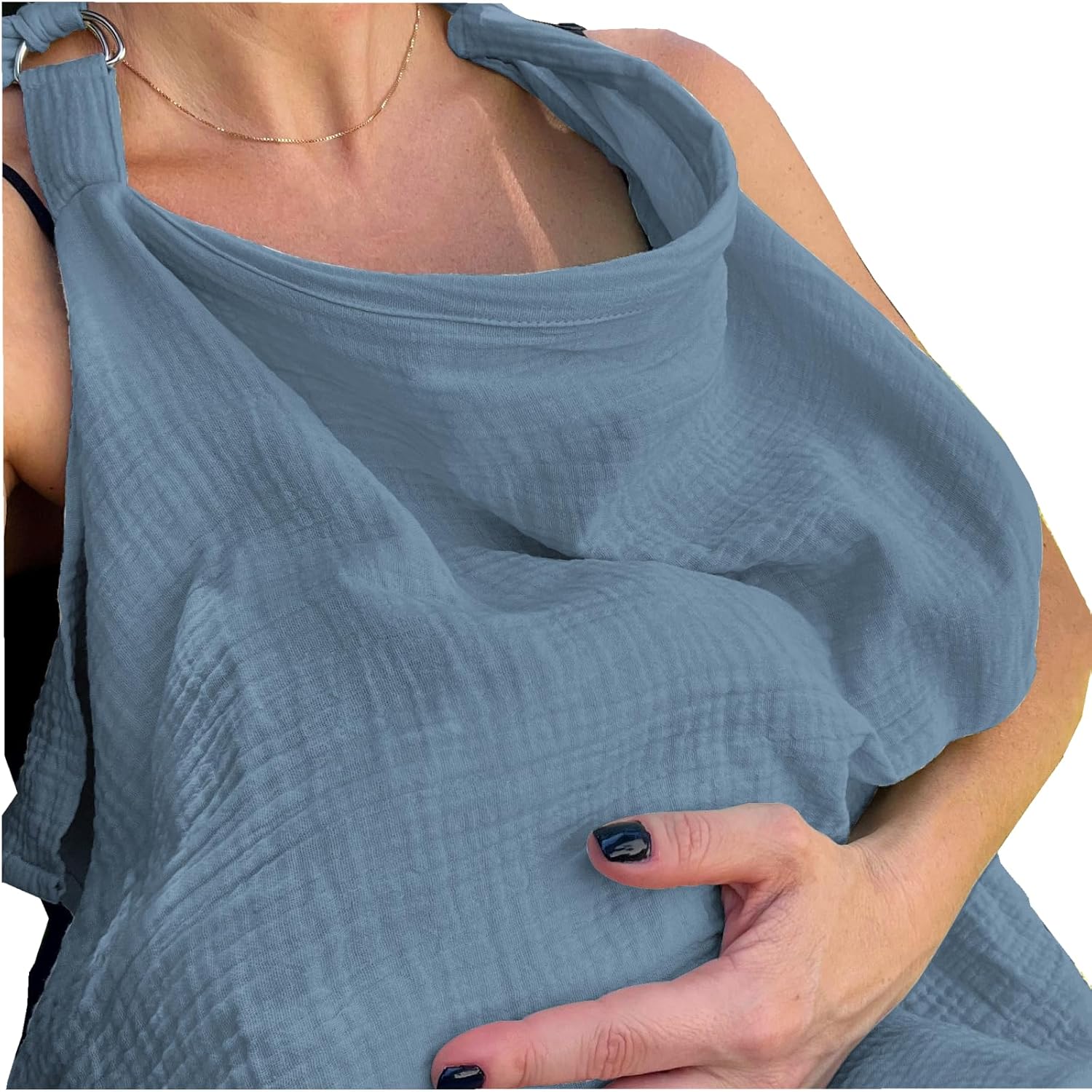 Insular Funda de lactancia de muselina para lactancia materna, fundas de lactancia transpirables con cuello de arco para mamá, delantal de lactancia