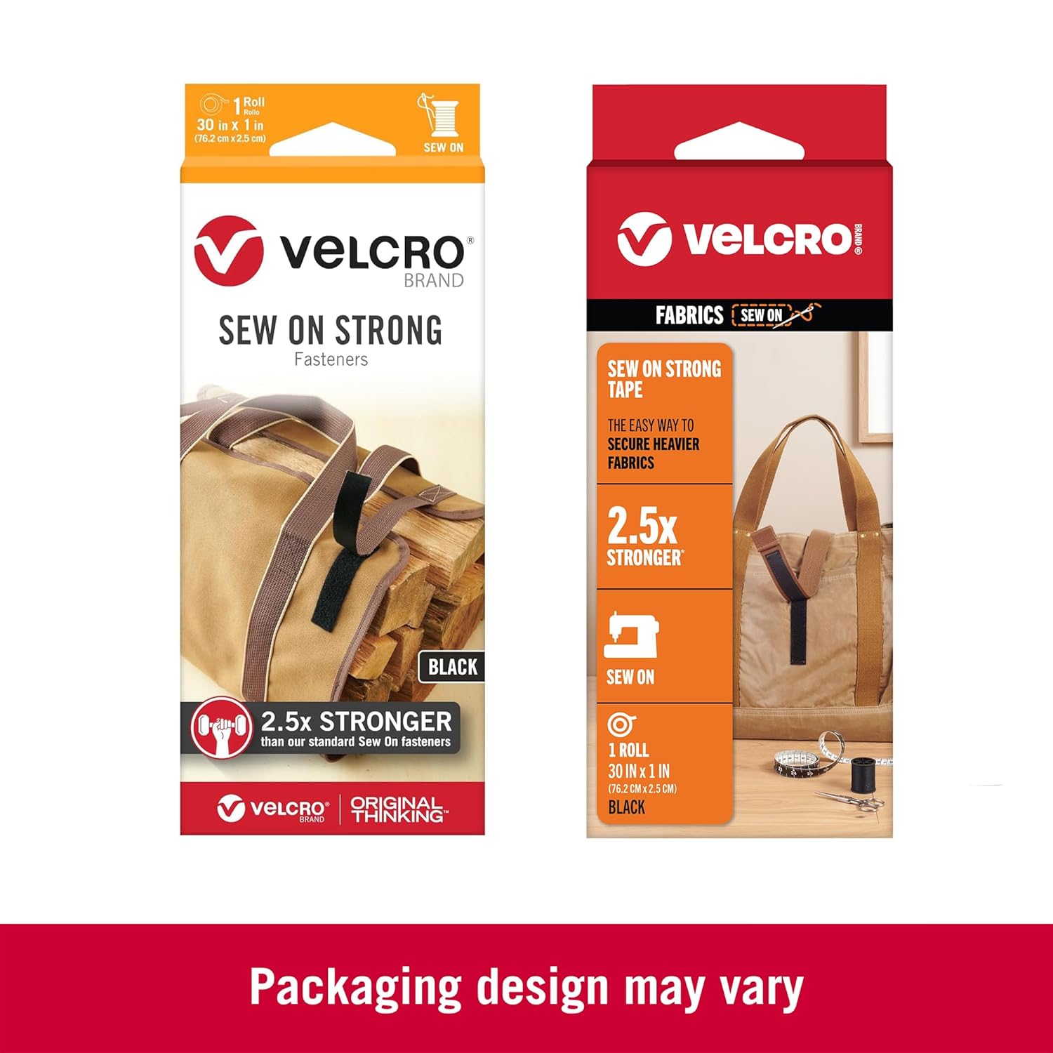 VELCRO Brand Cinta de tela fuerte para coser  Rollo de 30 pulgadas, negro