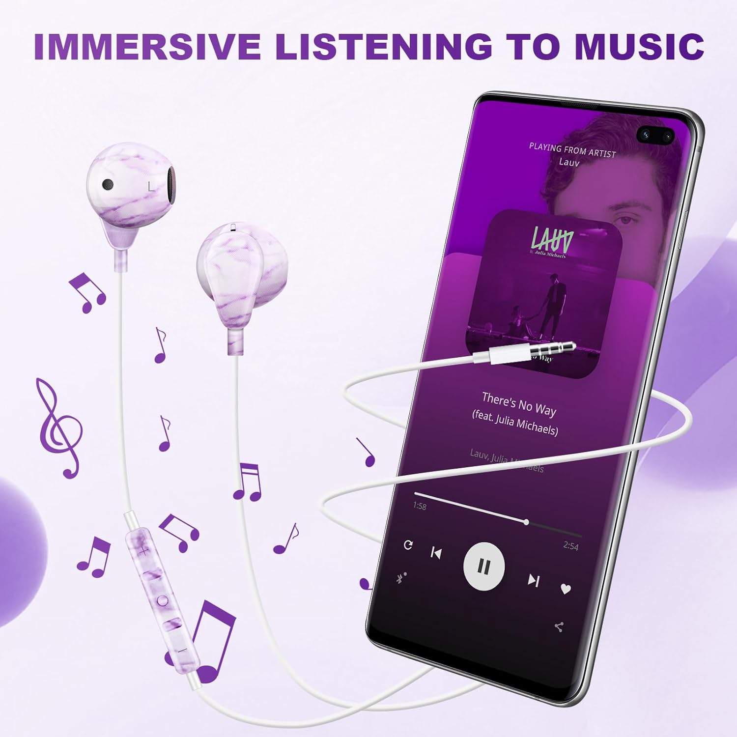 Auriculares con cable con micrófono, auriculares con cable de 0.138 in, auriculares con cable intrauditivos estéreo de alta fidelidad, conector de