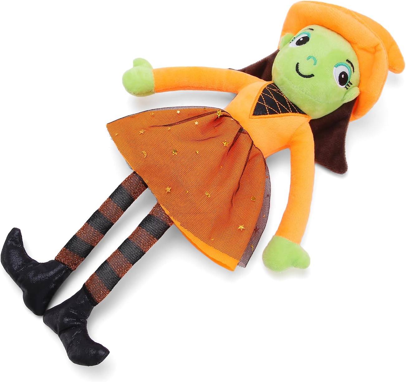 Muñecas de bruja linda de peluche de bruja pequeña para decoración de fiesta de Halloween, juguetes de bebé (naranja, 16 pulgadas)