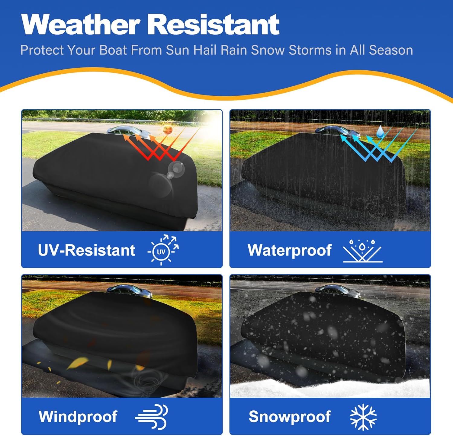 YimSting Funda impermeable 600D para lancha de estanque de 8 a 10 pies de largo, para lancha de pesca y lancha de pesca, lona resistente de grado