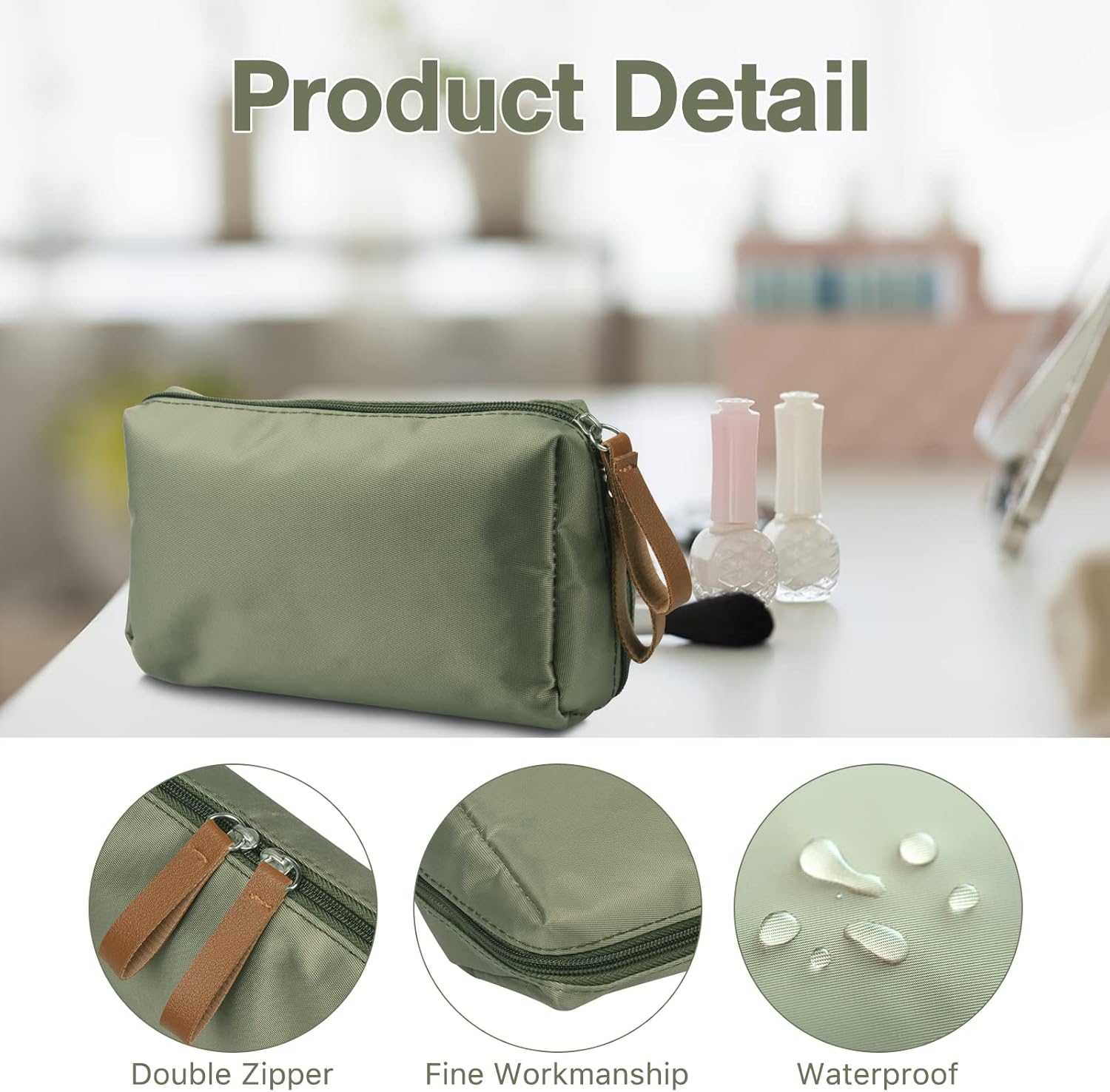 Mini bolsa de maquillaje de viaje impermeable portátil para mujer, bolsa de maquillaje pequeña, bolsa de cosméticos espaciosa, organizador