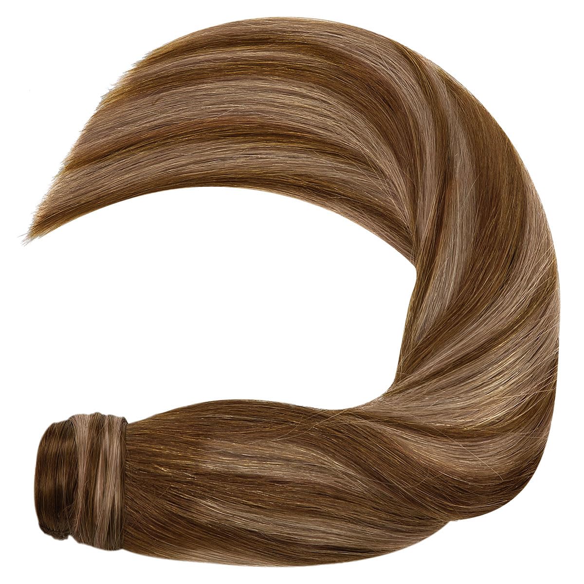 Lacer Extensiones de cabello humano real con cola de caballo larga, color marrón chocolate a castaño de 20 pulgadas, cabello humano envolvente,