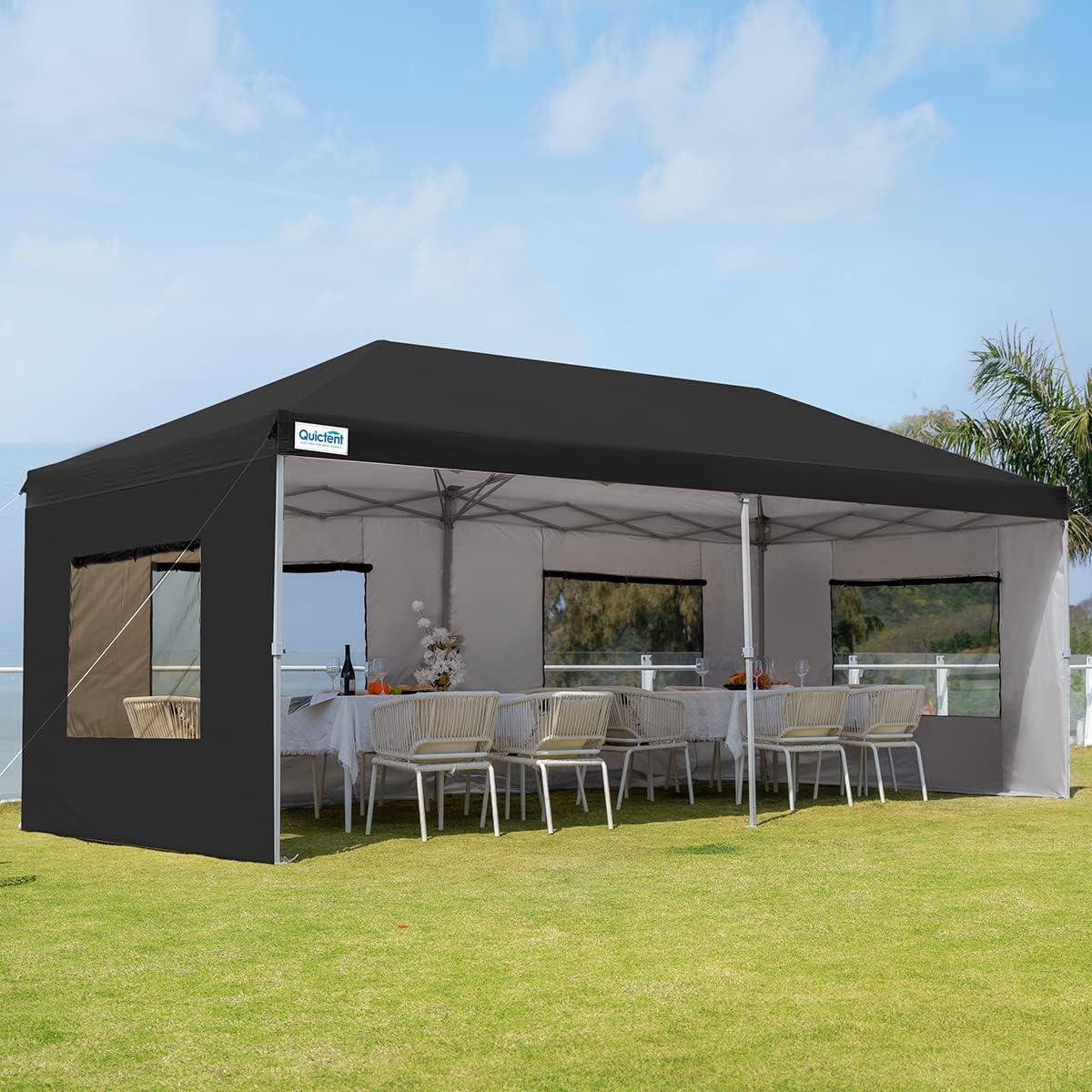 Quictent Tienda de campaña plegable instantánea EZ de 10 x 20 pies con paredes laterales y bolsa enrollable, 100% impermeable, 6 colores (negro