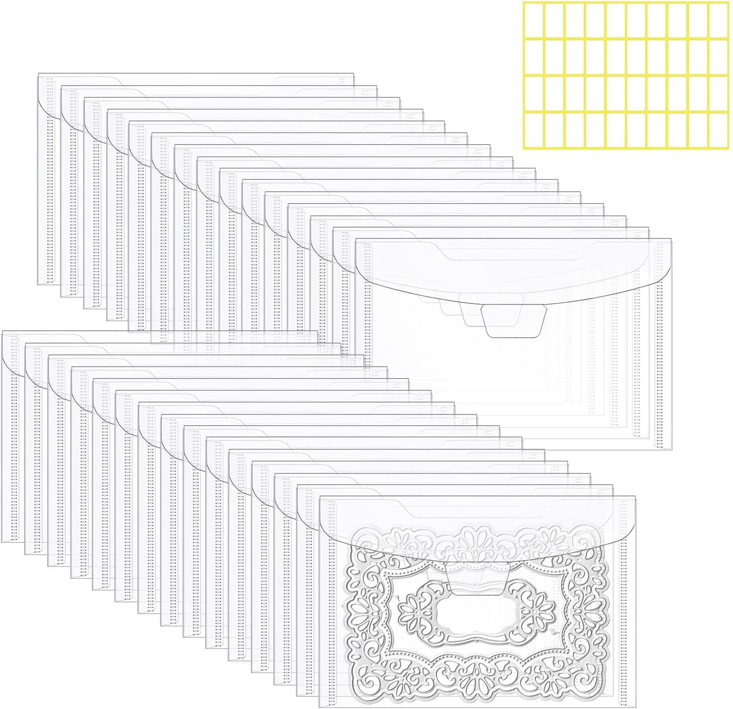 KELIFANG 30 bolsas de almacenamiento transparentes para sellos y troqueles, 7 x 5 pulgadas, bolsillos troquelados para hacer tarjetas de bricolaje,
