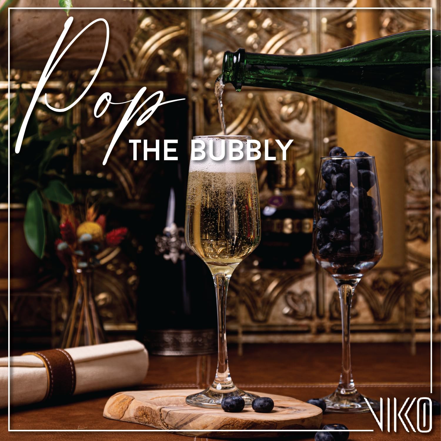 Vikko Copas de champán, copa de champán tostada de 7.75 onzas, copas de champán transparentes, juego de 6 elegantes copas de vino espumoso