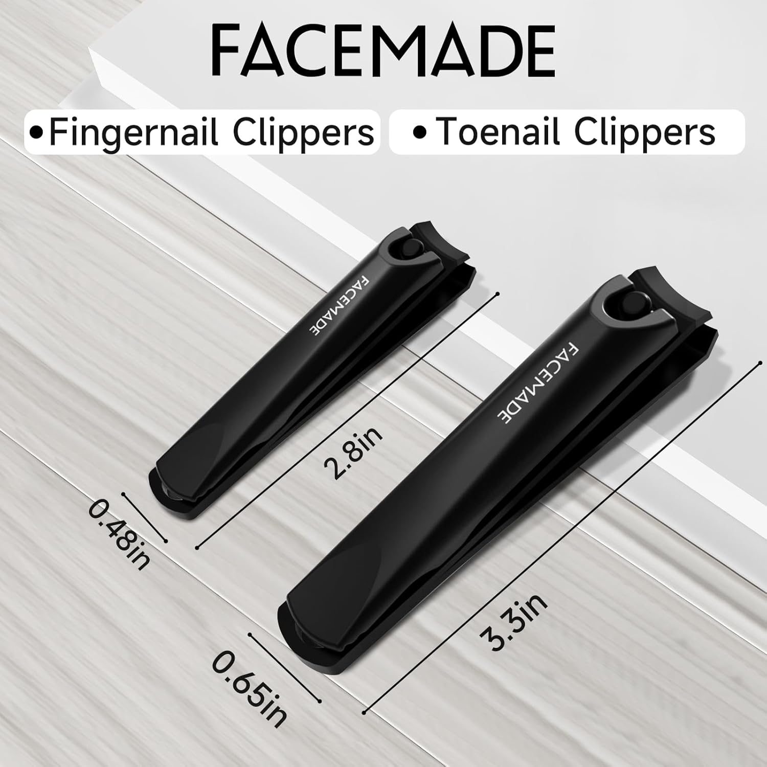FACEMADE Juego de 2 cortaúñas de acero inoxidable afilado de alta calidad con estuche de lata de viaje resistente, kit de manicura profesional para