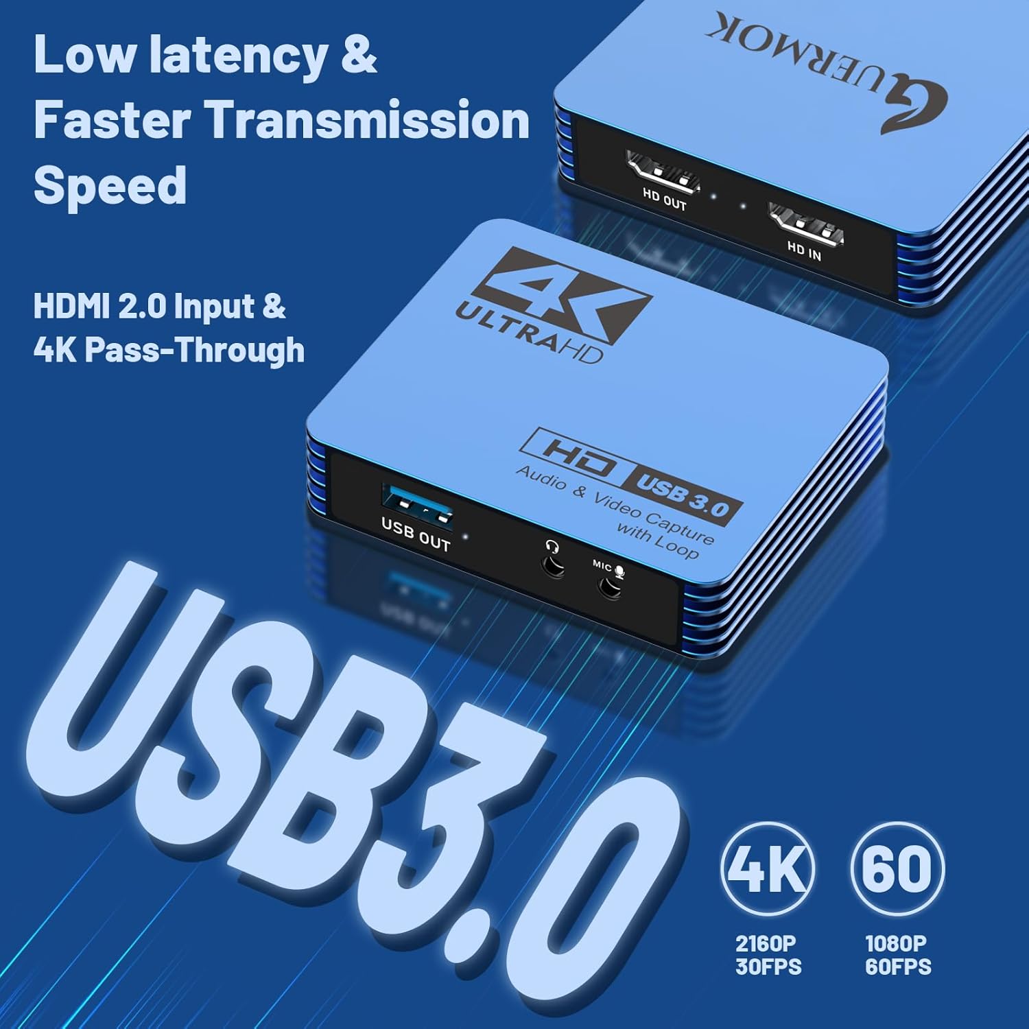 GUERMOK Tarjeta de captura de video para interruptor, 4K USB3.0 HDMI a USBC tarjeta de captura con bucle de micrófono, dispositivos de captura