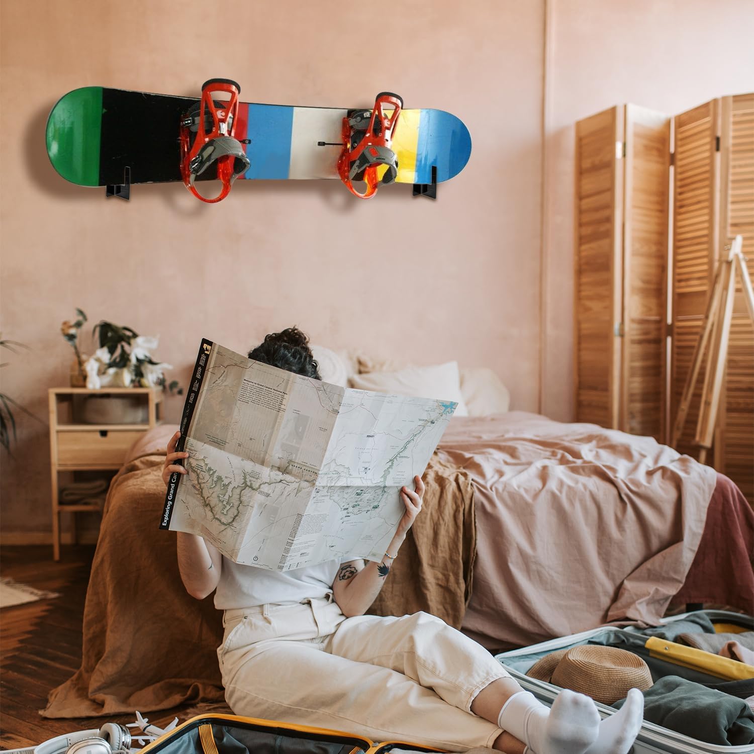 SAVITA Soporte de pared para snowboard, soporte de pared para snowboard, clips de pared de snowboard, soporte de pared para snowboard, soporte de