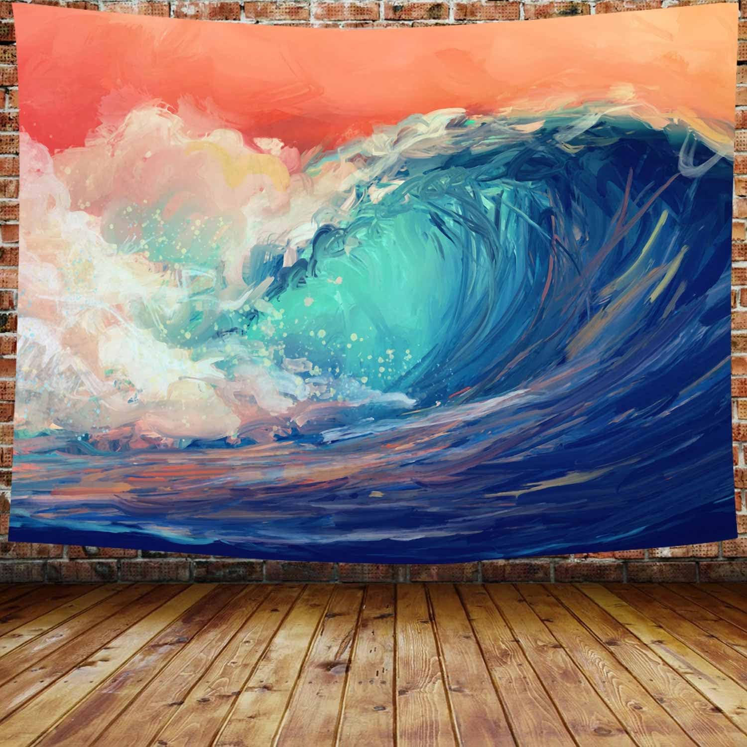 TYTYUU RGTGJTY75 – Tapiz de olas oceánicas, pintura 3D, gran ola, azul, mar, surf, playa, abstracto, playa, 60 x 40 pulgadas, para colgar en la