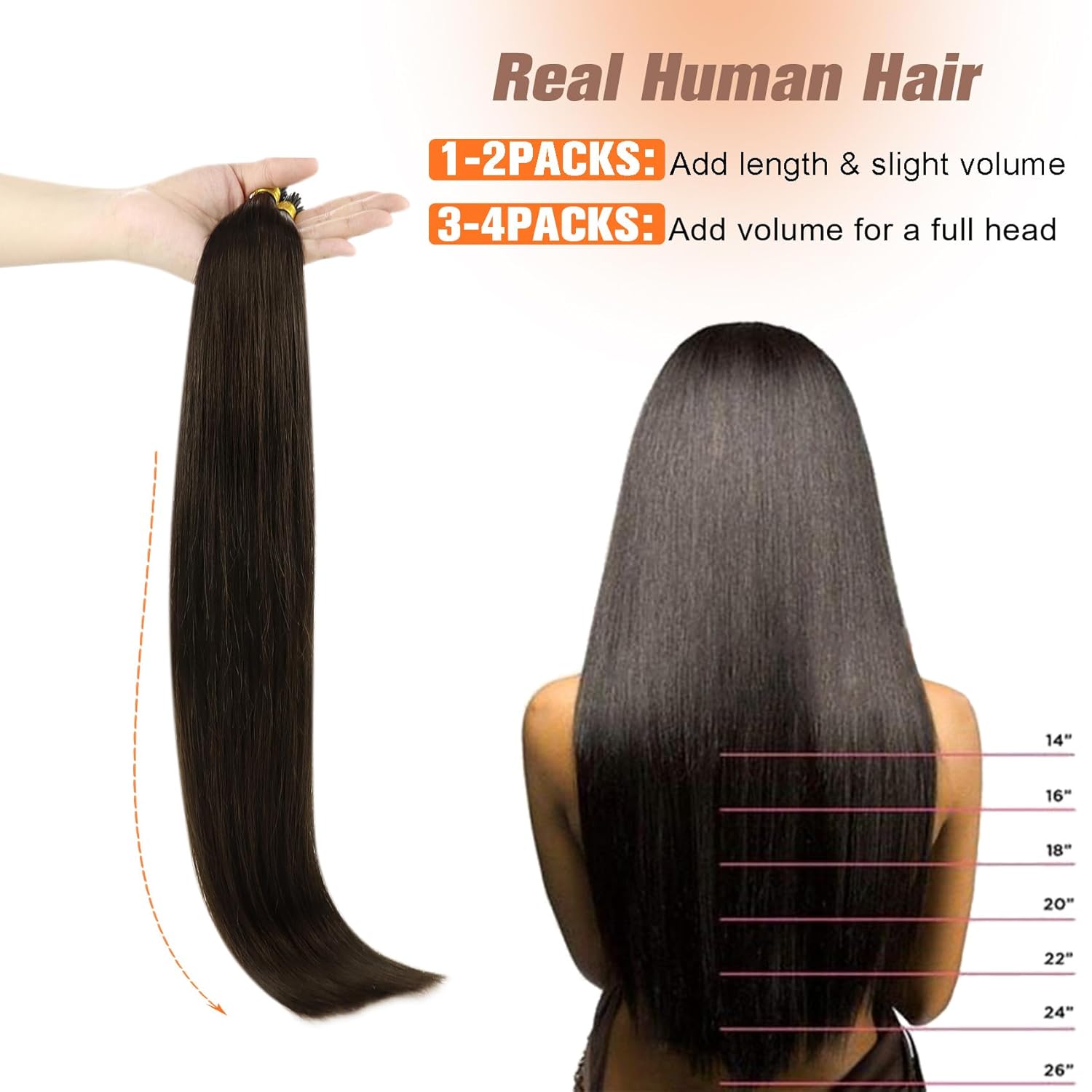 Sunny Hair – Extensiones de cabello humano con punta en I 100S, extensiones de cabello humano marrón chocolate preunido, extensiones de cabello