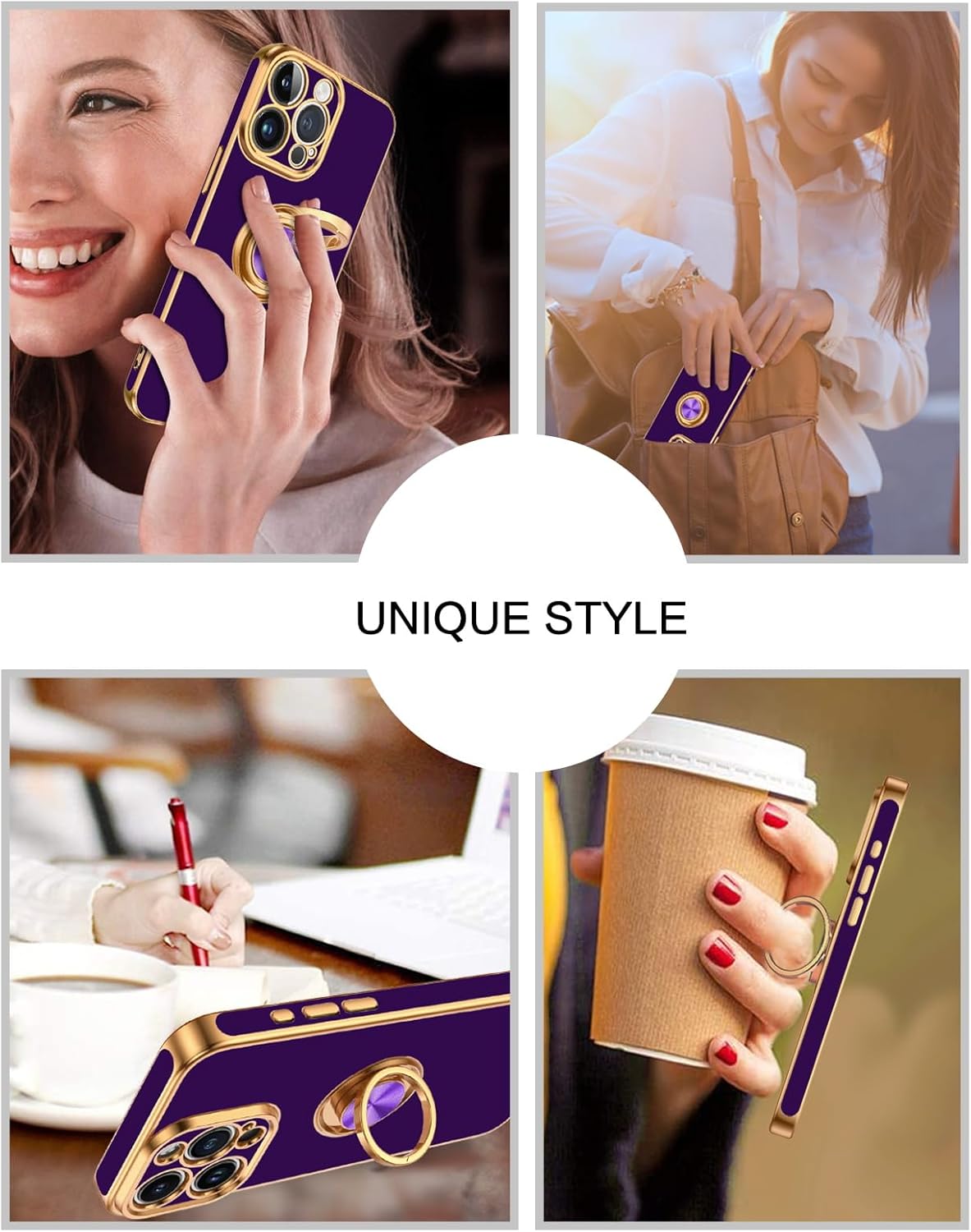 BENTOBEN Compatible con iPhone 15 Pro, funda para teléfono iPhone 15 Pro, ajuste delgado, soporte de anillo de 360, soporte magnético para
