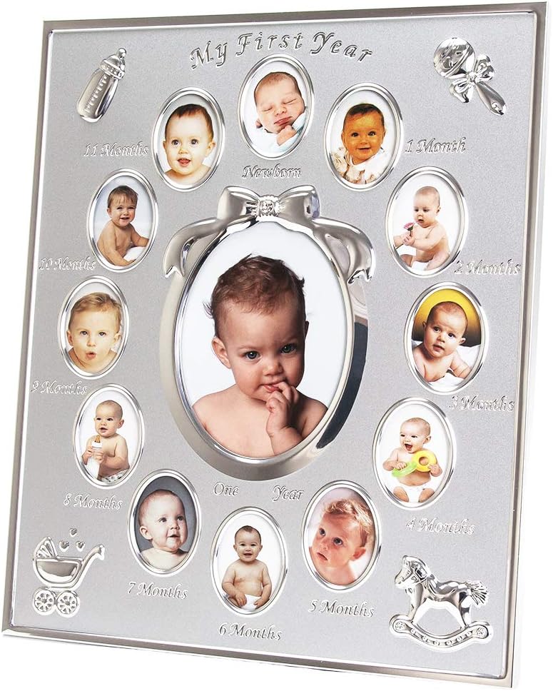 Happy Homewares Beautiful My First Year Marco de fotos decorativo mate y niquelado  Preciosa idea de regalo para bebé
