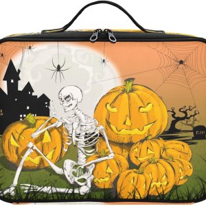 Skeleton Pumpkins Spiders Happy Halloween cosmetic bag makeup case travel size toiletries bag with compartments cute makeup bag cosmetiquera de Skeleton Pumpkins Spiders Happy Halloween cosmetic bag makeup case travel size toiletries bag with compartments cute makeup bag cosmetiquera de