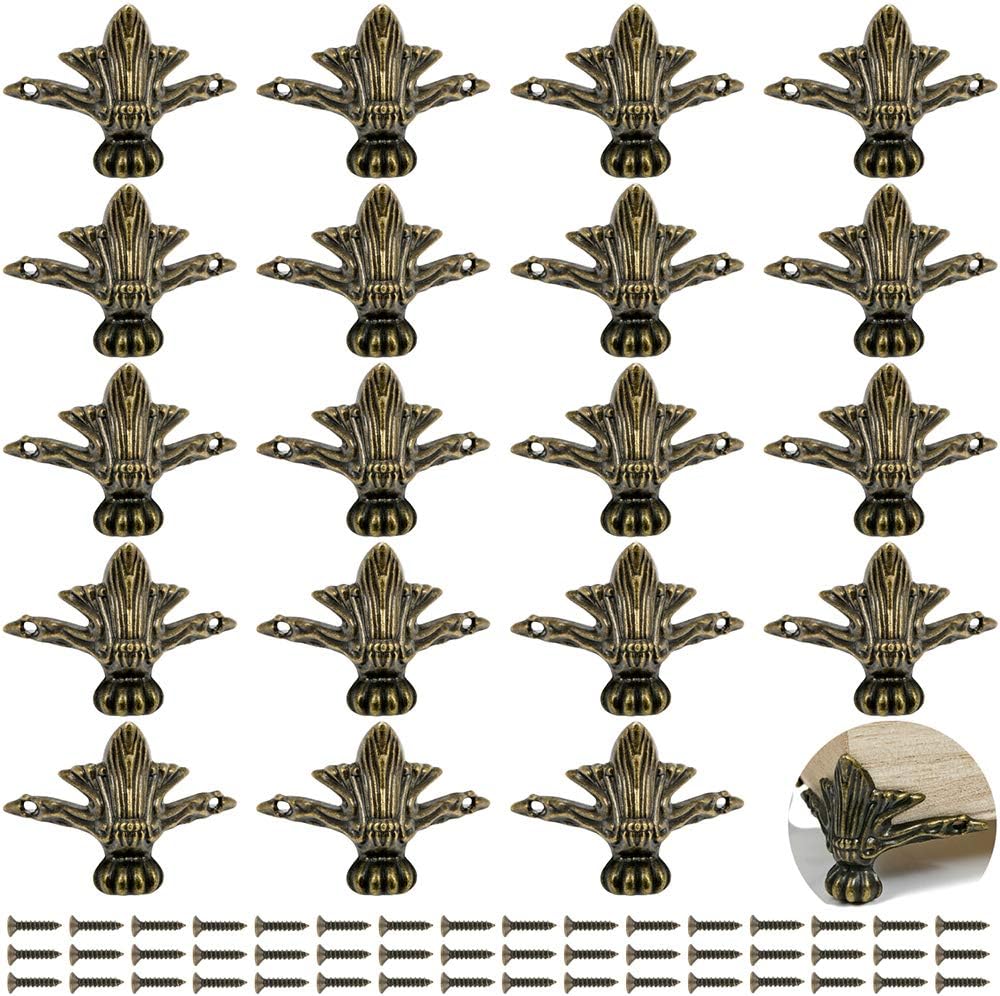 20 piezas de patas decorativas de madera de diseño retro, accesorios para cajas de madera vintage, gabinetes, cajas de joyería, cajas de regalo,