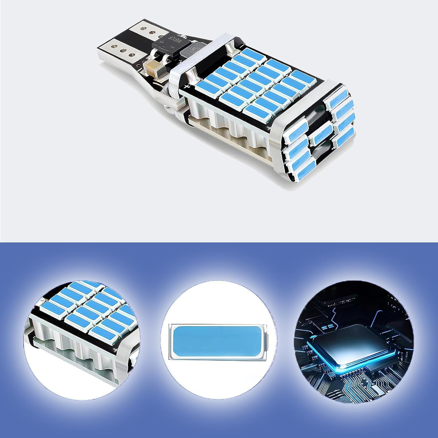 4 luces de freno T15 para automóvil, 4014-45smd DC 12V 360 de alto brillo, luz de marcha atrás, repuesto de señal de giro, LED Canbus continuo