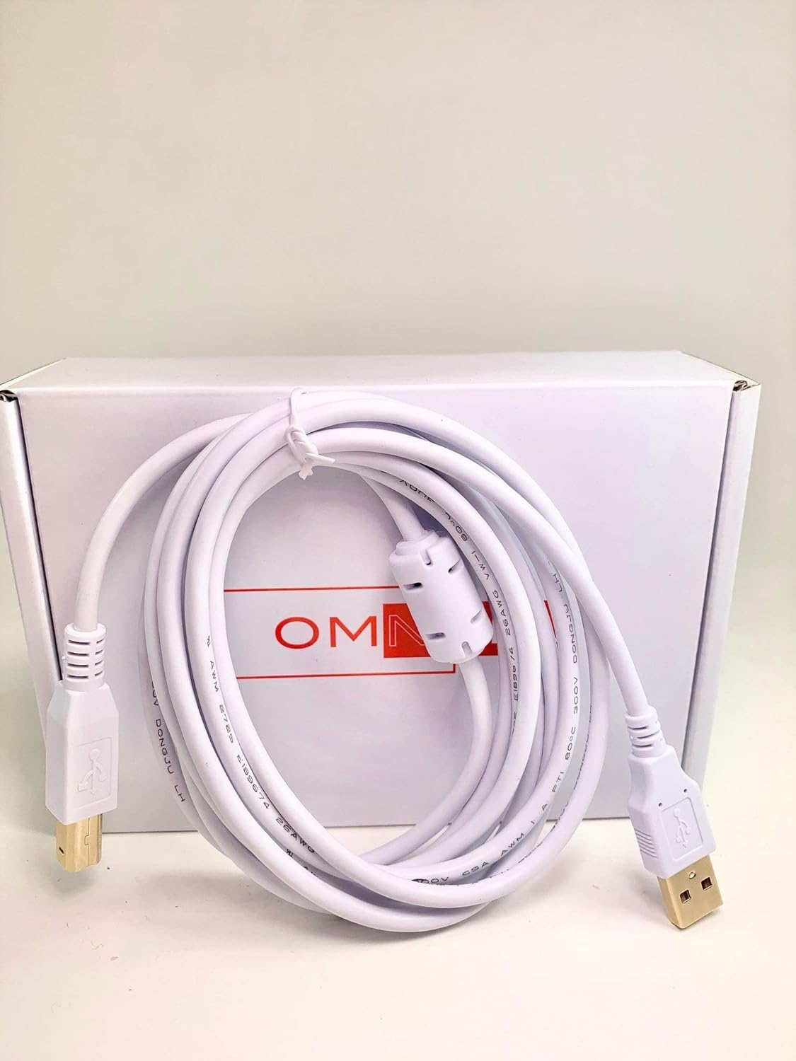 OMNIHIL Cable USB 2.0 de alta velocidad blanco de 8 pies de largo compatible con la impresora Epson EcoTank ET-2850