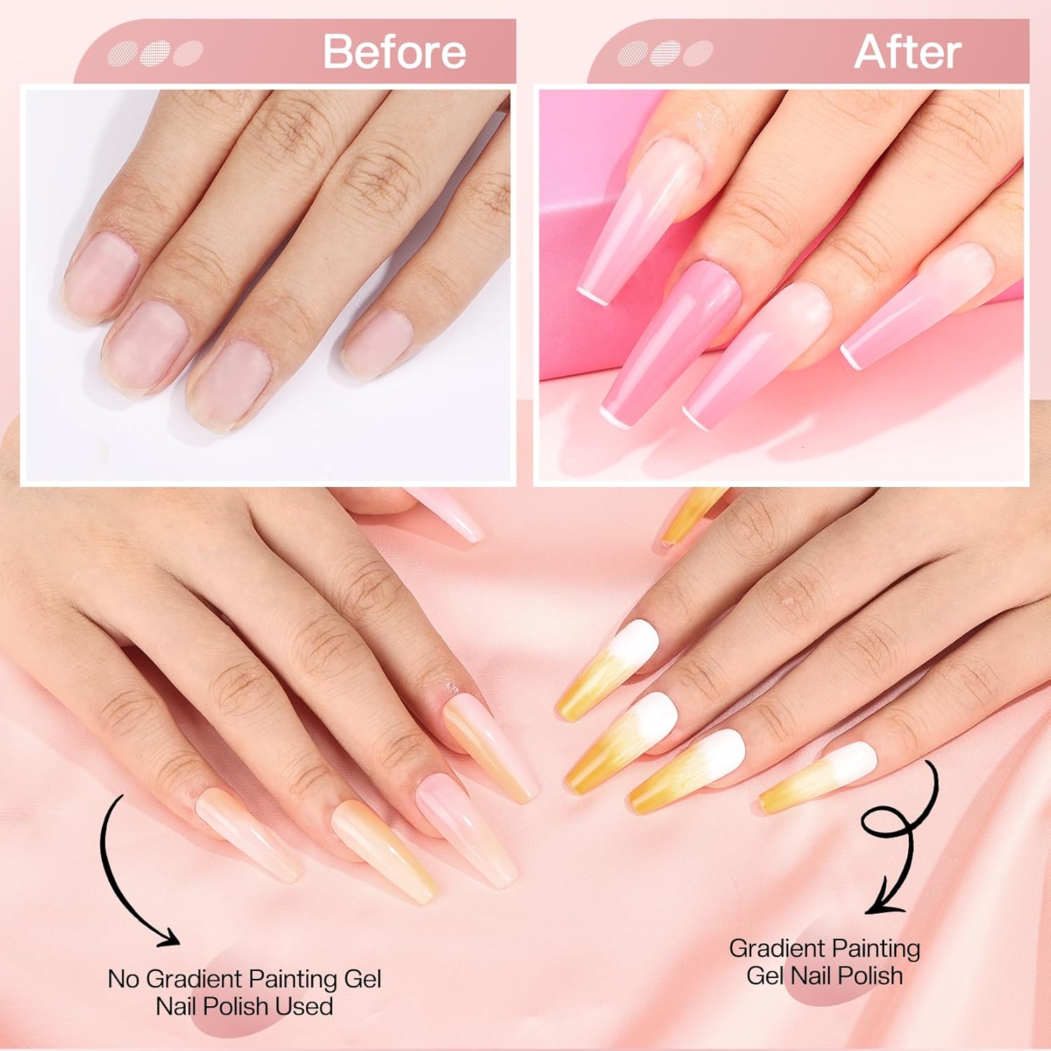 Morovan Kit de esmalte de uñas de gel, 6 colores, pintura de manicura degradada, juego de esmalte de uñas de gel, pintura de uñas acrílica, 6