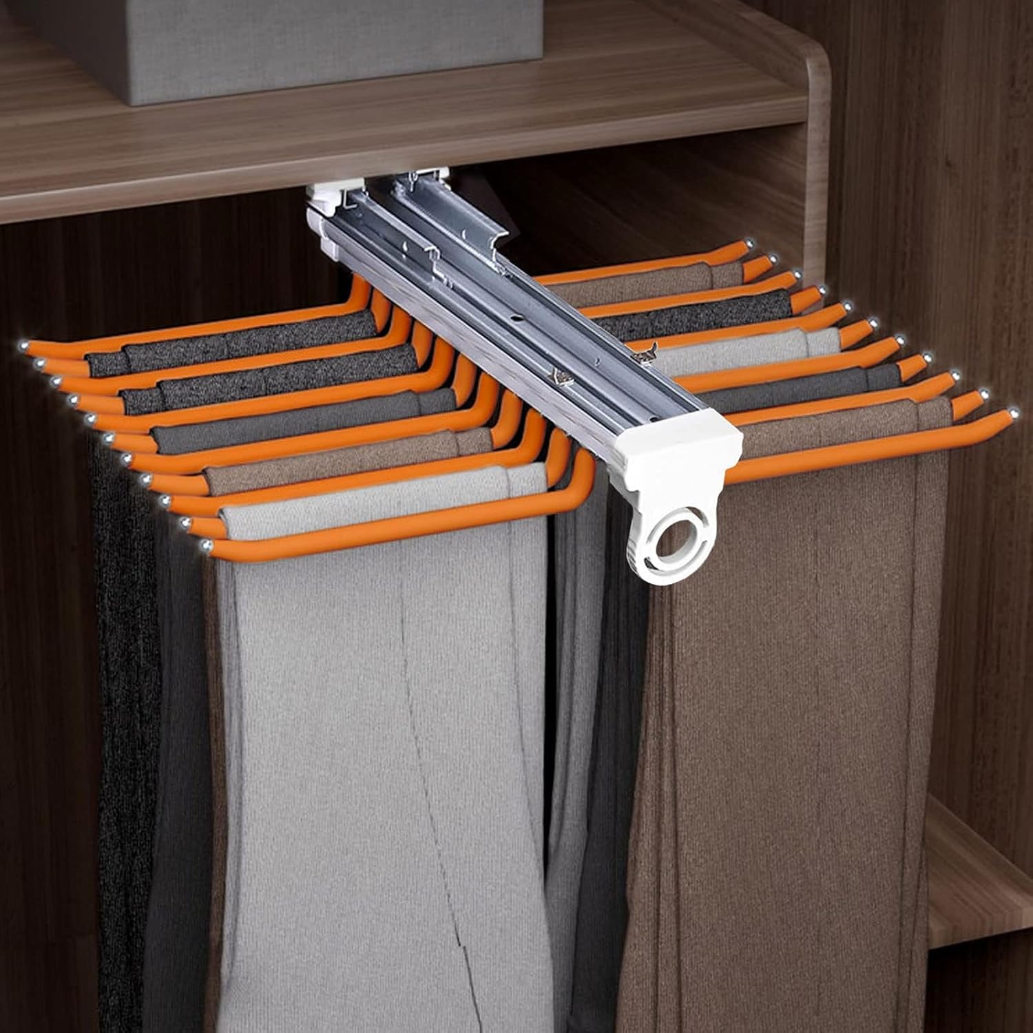 Perchero extraíble para armario de 22 brazos, estante extraíble para pantalones, 22.8 x 18.1 x 5.1 pulgadas, organizadores multifuncionales